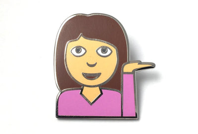 Girl emoji with hand pin