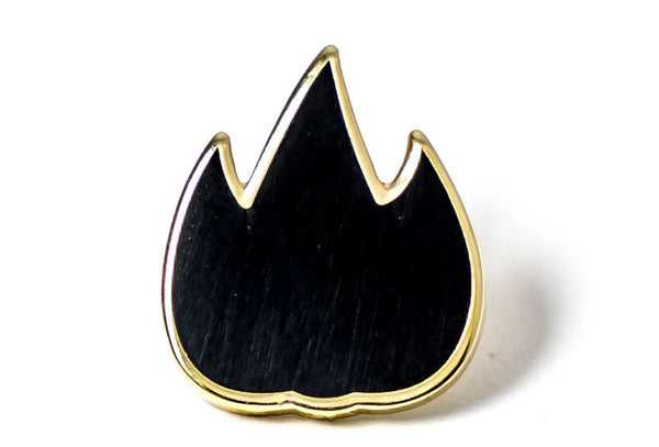 flame emoji pin black with gold