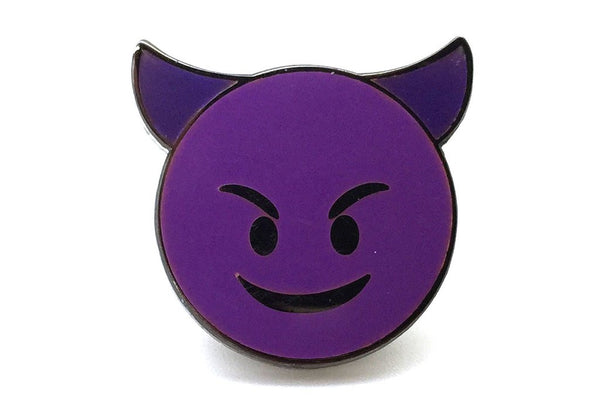 Purple Happy Devil Emoji Pin